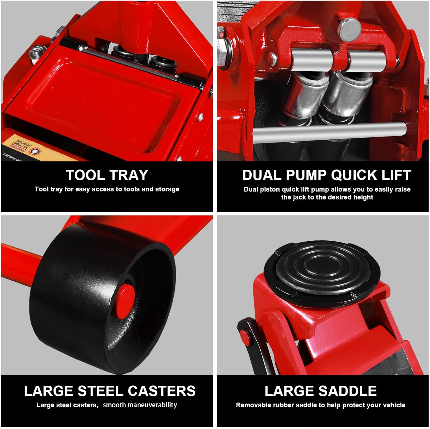 Floor Jack 4 Ton Hydraulic Low Profile Jack and Jack Stands 3 Ton (6,600 LBs) Car Jack Stands