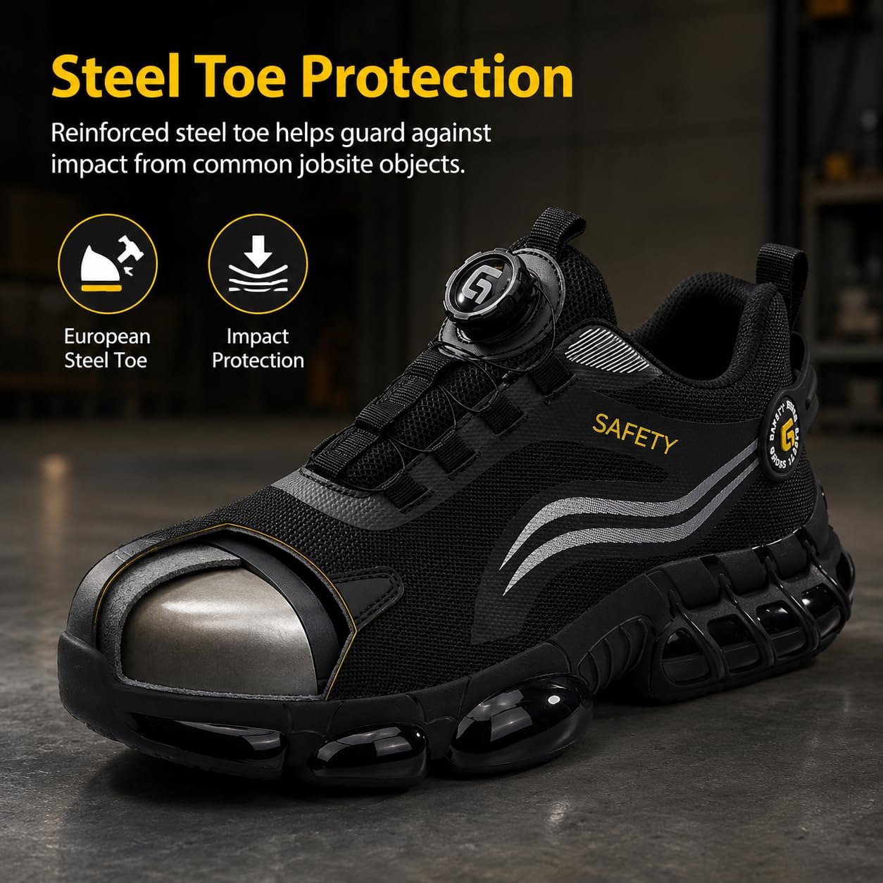 GUSAYEX Men’s Lightweight Steel Toe Shoes for...