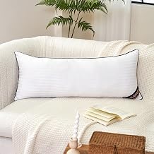 14" x 36" Long Lumbar Decorative Throw Pillow Insert 1 Pack for Sofa and Bed | JOJOGOGO 36x14 Synthetic Down Alternative Lumbar Support Body Pillow Insert, White Bolster Accent Pillow, Durable and Soft