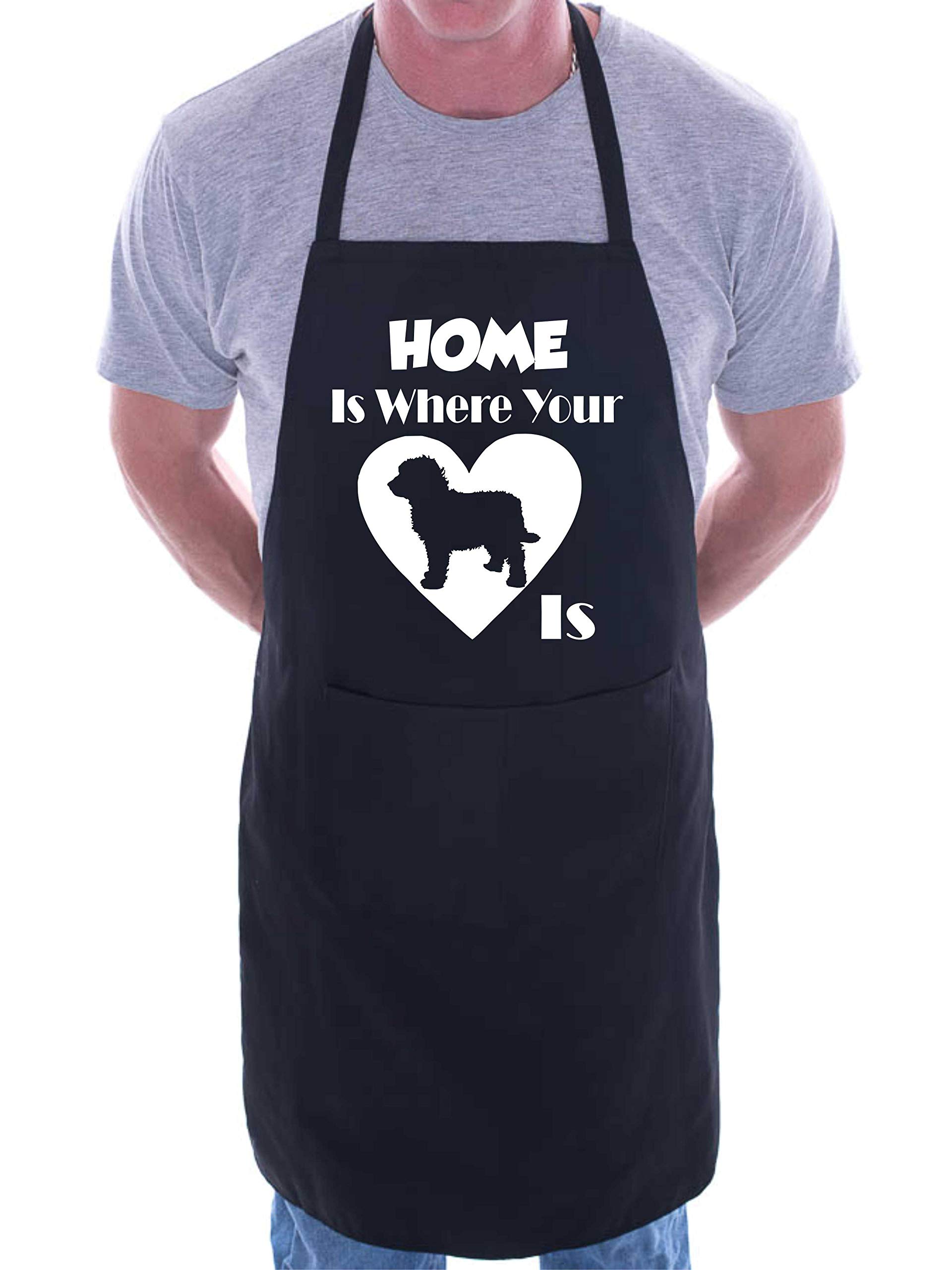 Print4u Women's Black Home Is Where Your Cockapoo Is Apron Cooking Novelty Bbq Gag Gift Present For Dog Lover Mens