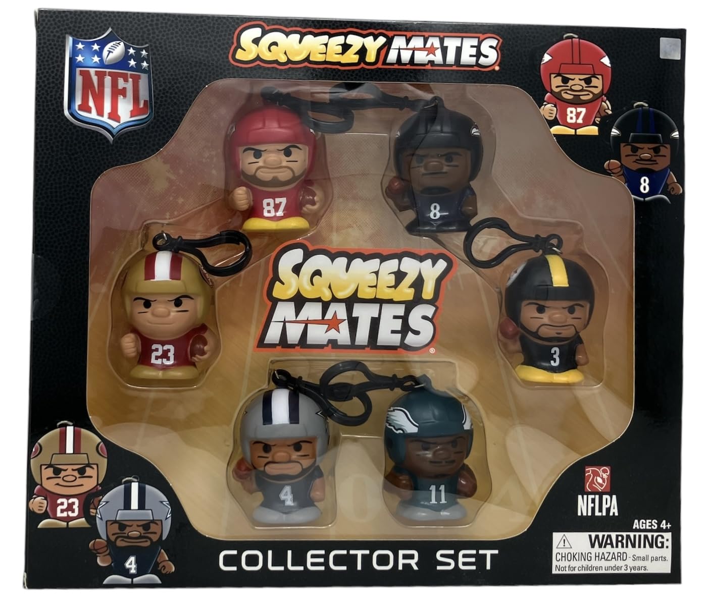 Party Animal Squeezymates NFL 2025 Series 7 Collector Box Set, 6 Figures, 2 1/2 Inch Tall, Team Colors