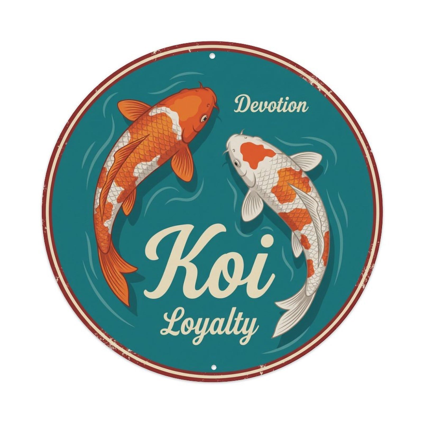 Koi Fish Devotion Loyalty Waters Faithful Dedicated Committed True Metal Tin Sign