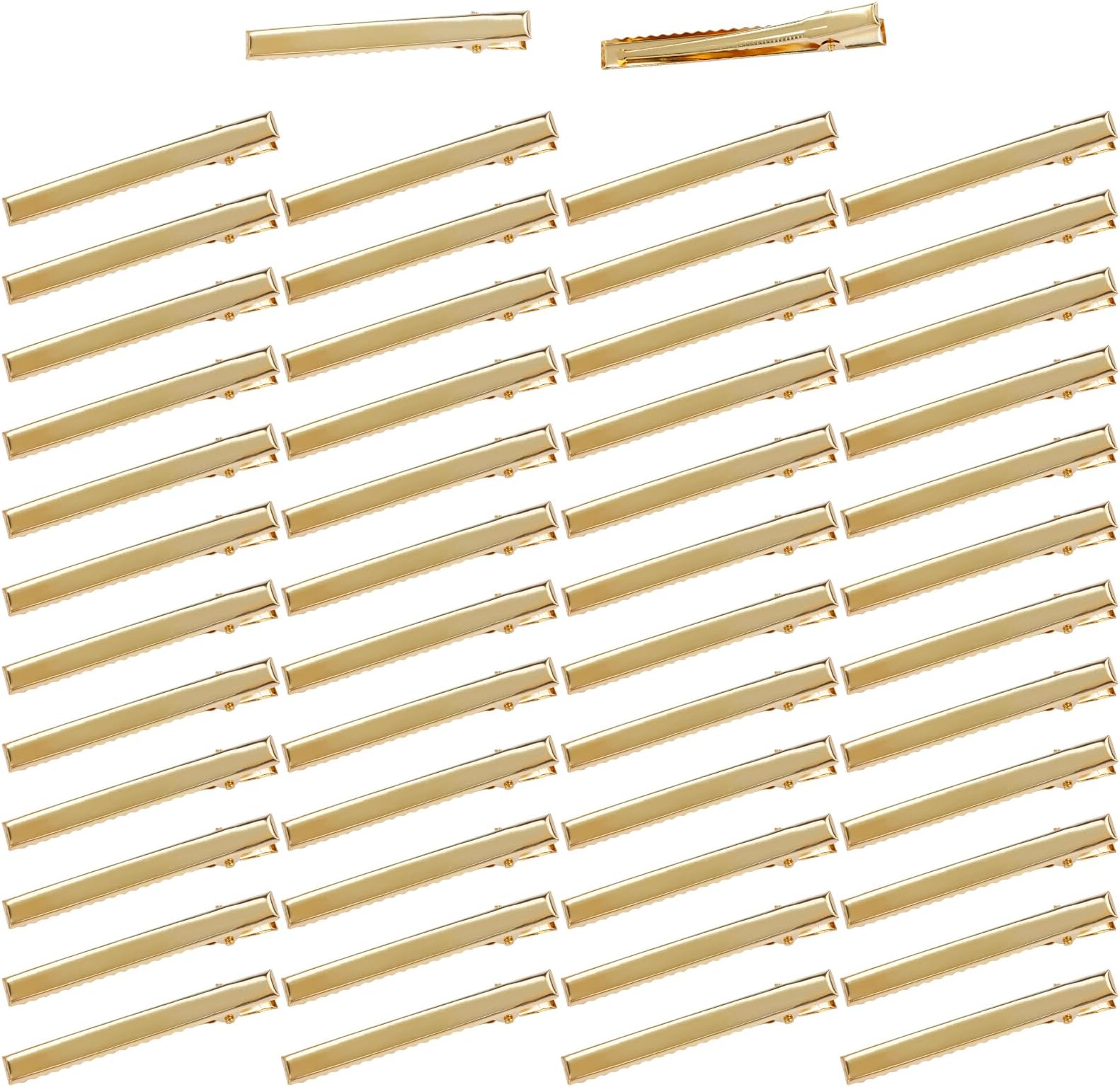 50 Pack Gold Metal Craft DIY Project Plain Blank Duckbill Alliagator Hair Clips Barrettes Hair Salon Styling Sectioning Clips Pins for Women Girls Teens Kids (Gold-7.5cm/3")