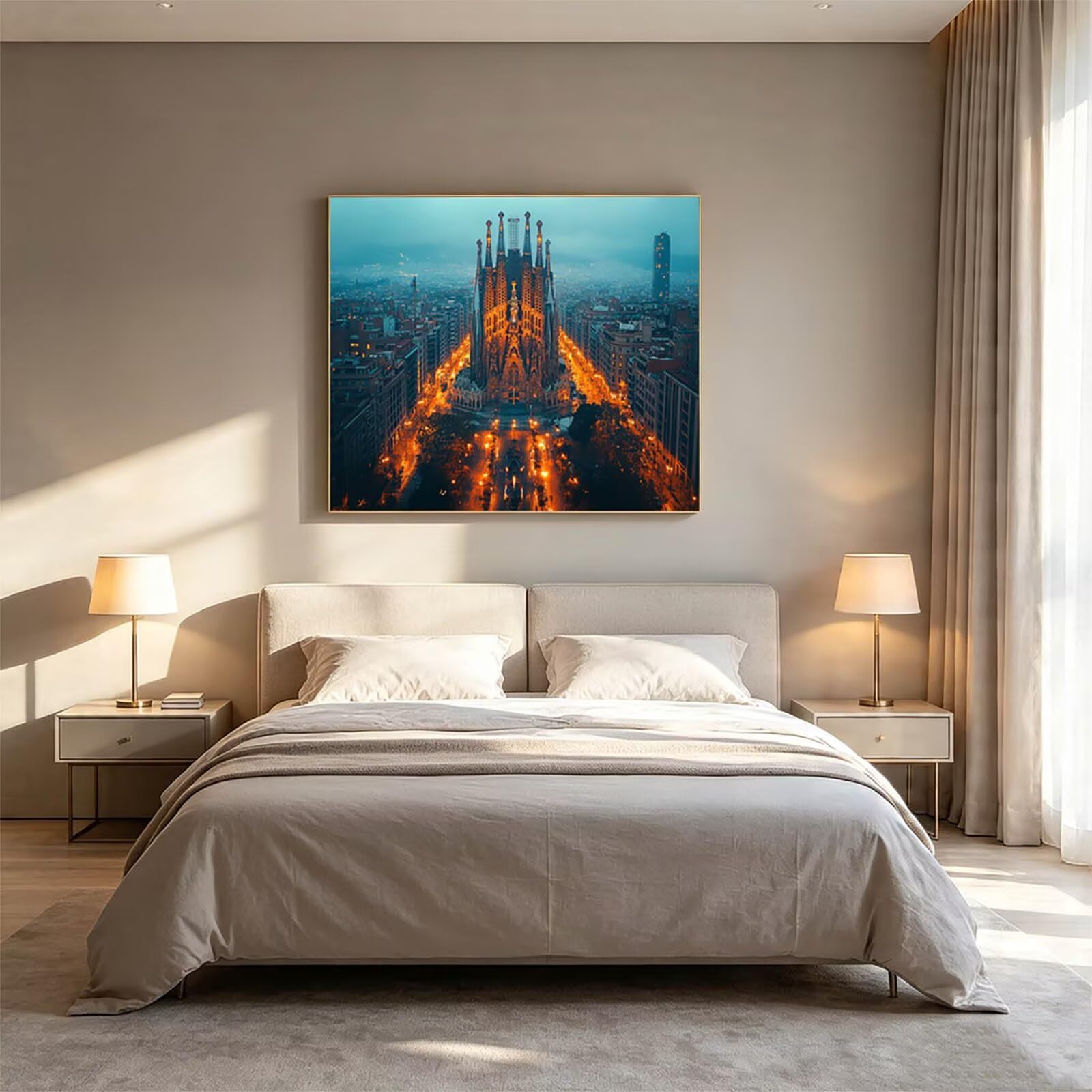 Dipingere con i Numeri Adulti Sagrada Familia Tele 100x135cm ZSHS-3521 | Kit Pittura Hobby Creativi Adulti con Colori Acrilici Pennello Paittura Tela Vista Notturna per Quadri Moderni Soggiorno