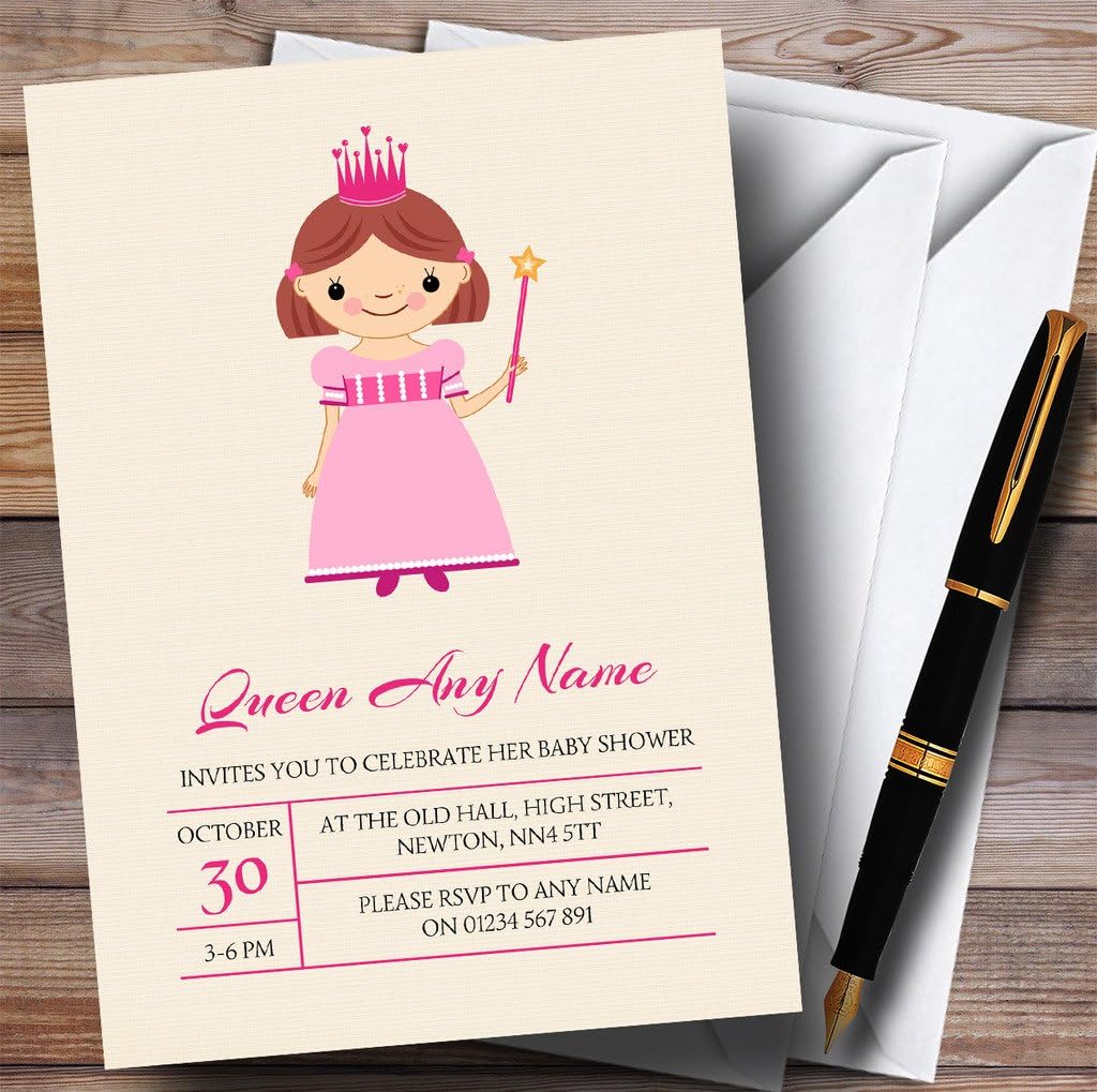 Pink Princess with Wand Invitations Baby Shower Invitations