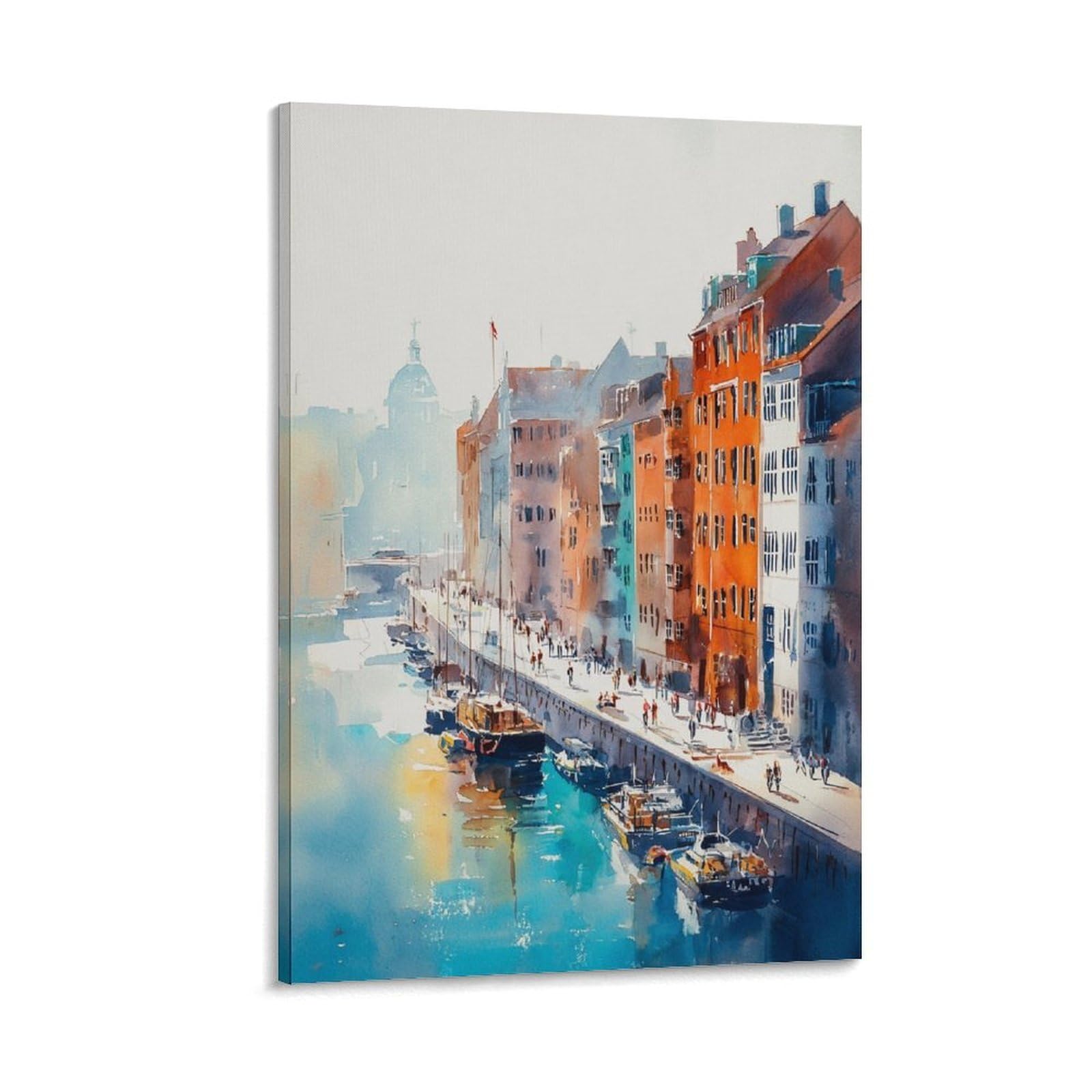 LCYNNH Boston Skyline Watercolor Print Cityscape Wall Art Poster 12x18inch(30x45cm) Print Home Bedroom Office Living Room Decor Canvas