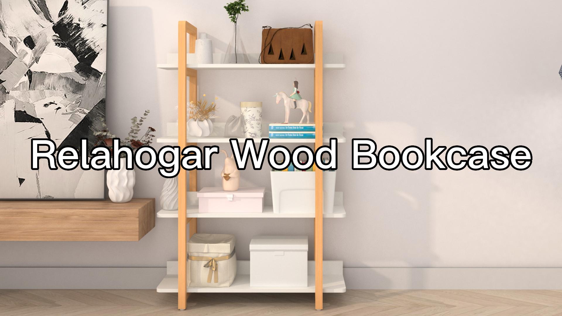 Amazon.com: RELAHOGAR 4 Tier Solid Wood Bookshelf, Modern