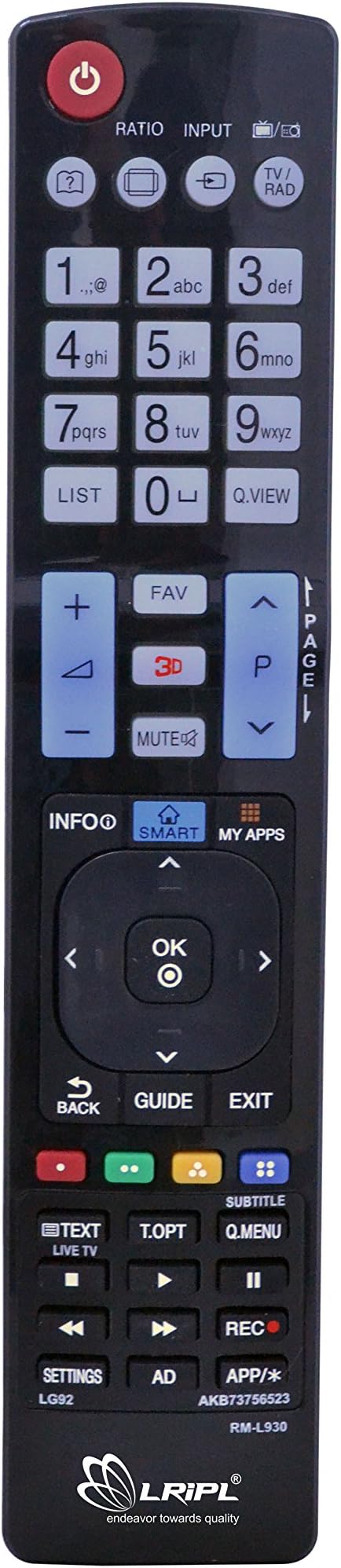 LRIPL Compatible Remote for LG LED/LCD TV With 3D Function
