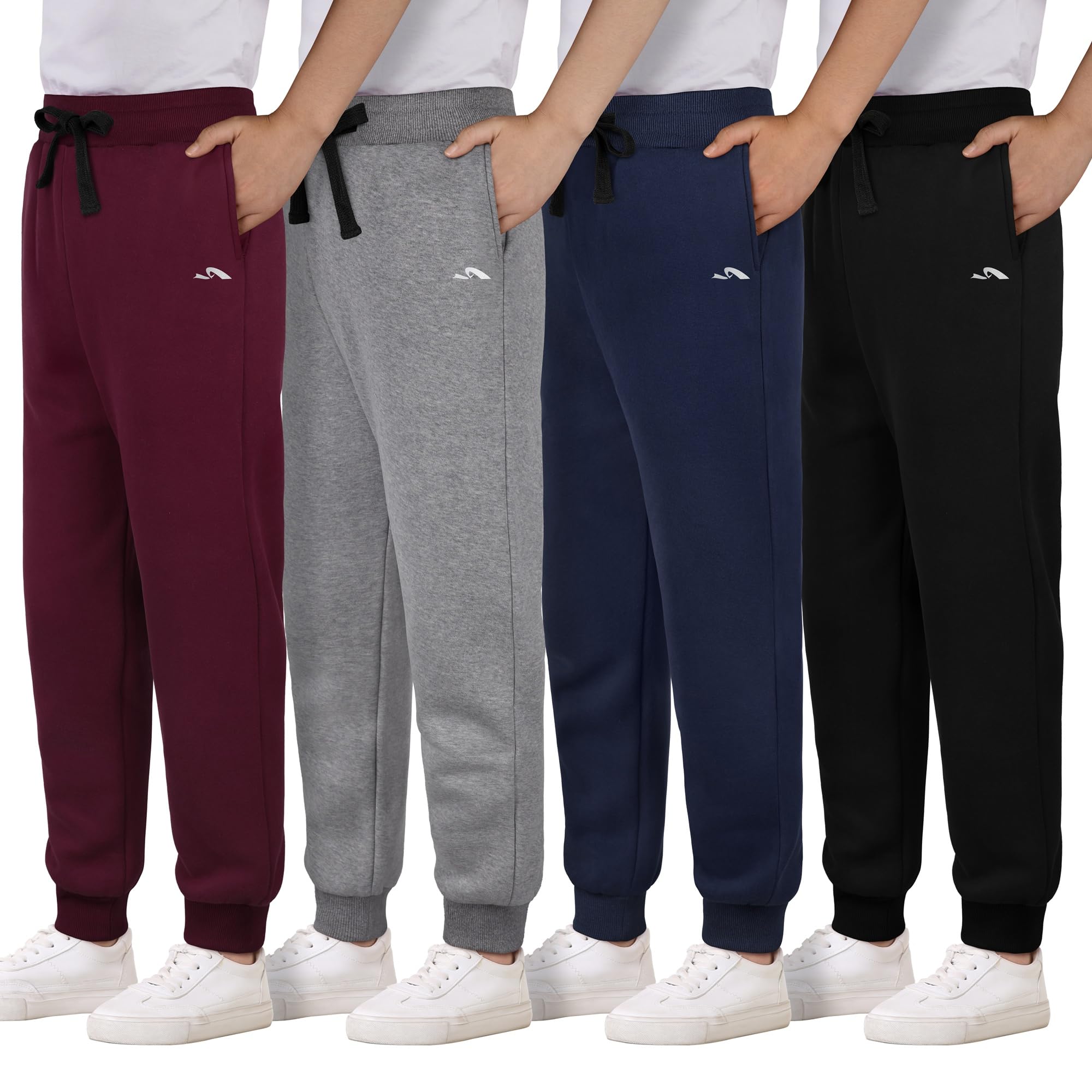 4 Pack Boys Sweatpants Cotton Fleece Athletic Joggers Pants with Pockets