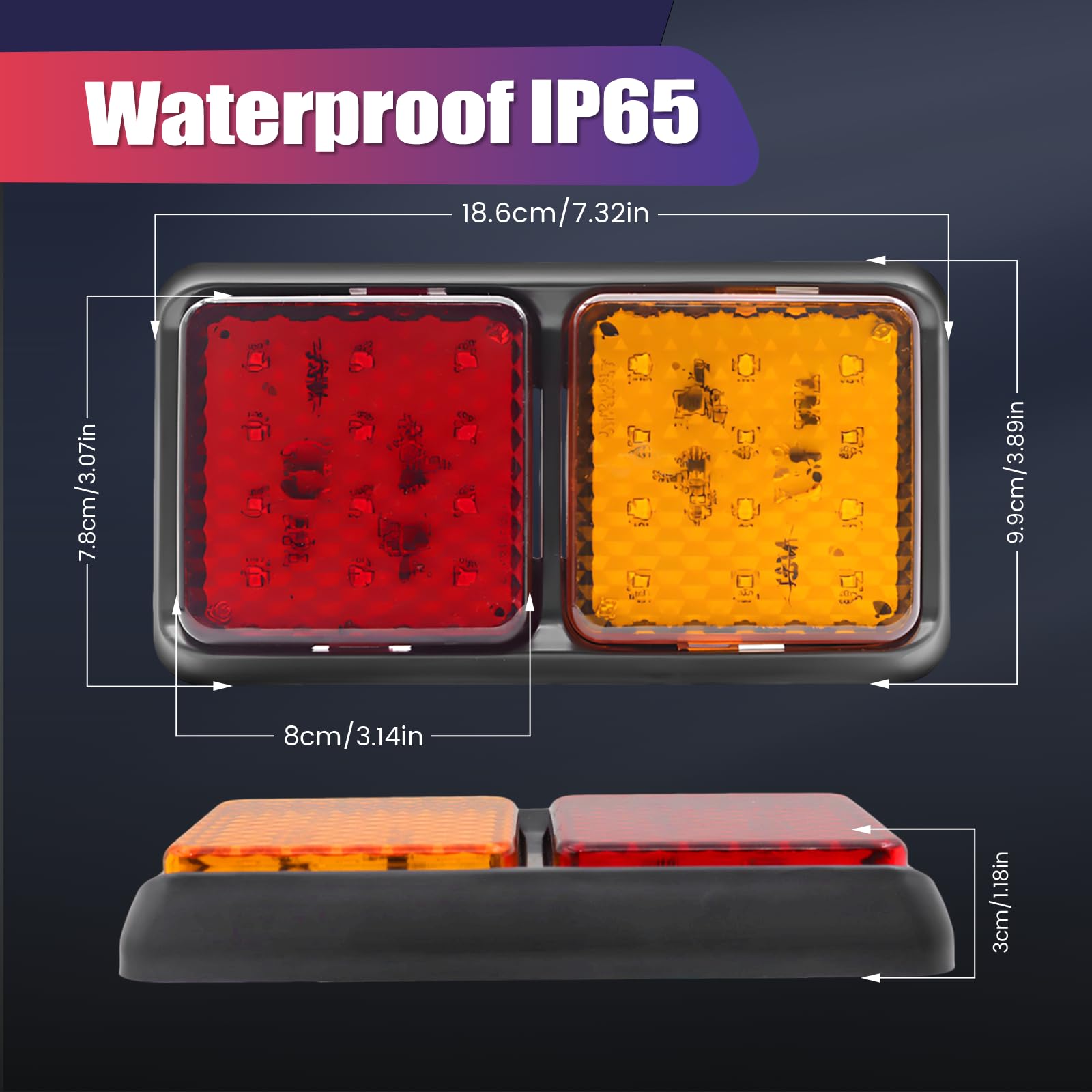 2PCS LED luces de remolque 24V Universal camión luz trasera 24LED remolque luces traseras señal de giro freno luces de marcha impermeable para remolque Camper Van Truck
