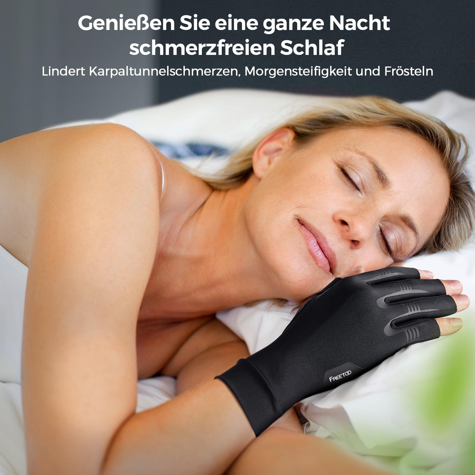 FREETOO Vollhand-Kompression Arthrose Handschuhe, Hochelastische Anliegende Kompressionshandschuhe für Arbeit Schlafen Sport, Schmerzlindert Polyneuropathie Handschuhe für Arthritis Karpaltunnel