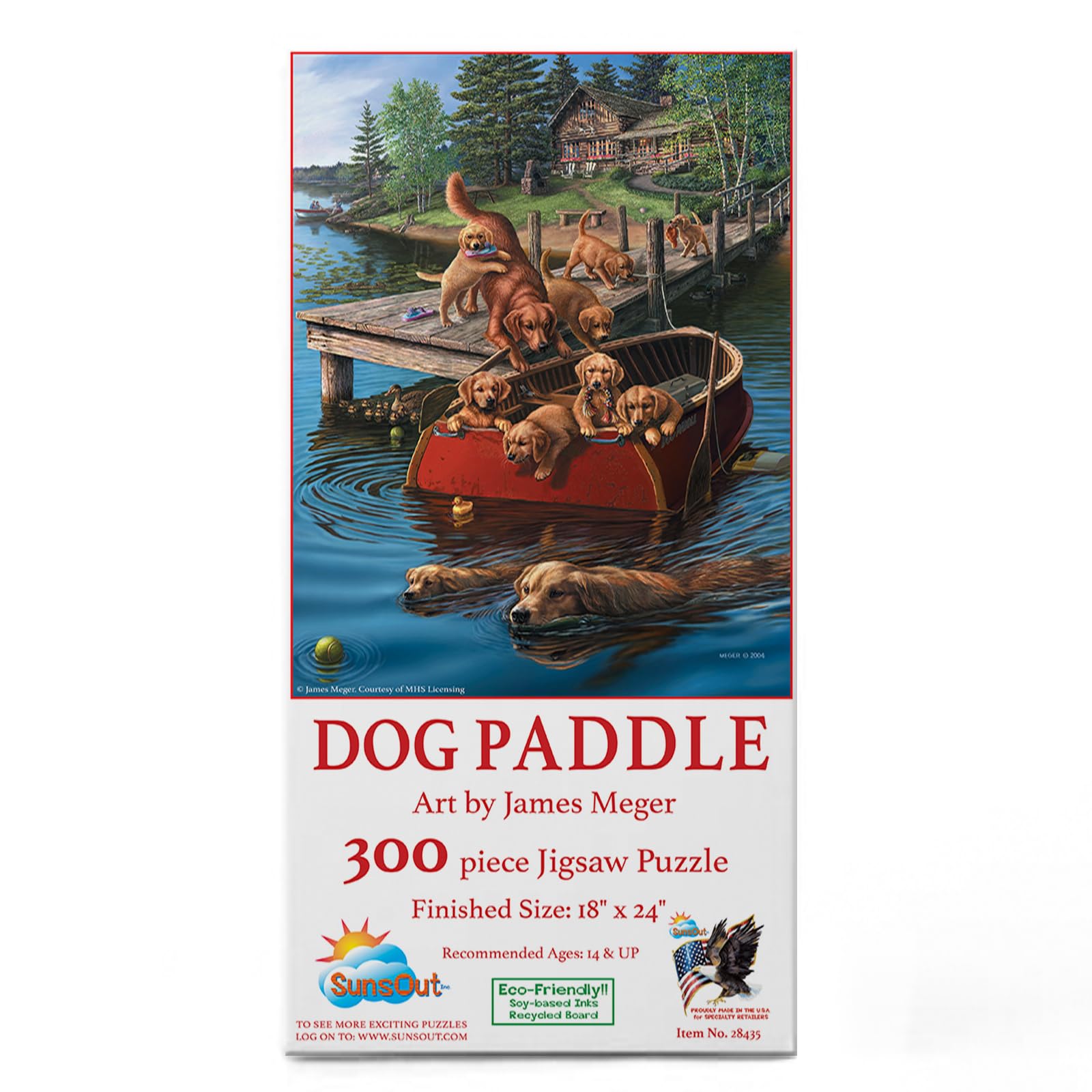 SUNSOUT INC - Dog Paddle - 300 pc Jigsaw Puzzle by Artist: James Meger - Finished Size 18" x 24" - MPN# 28435