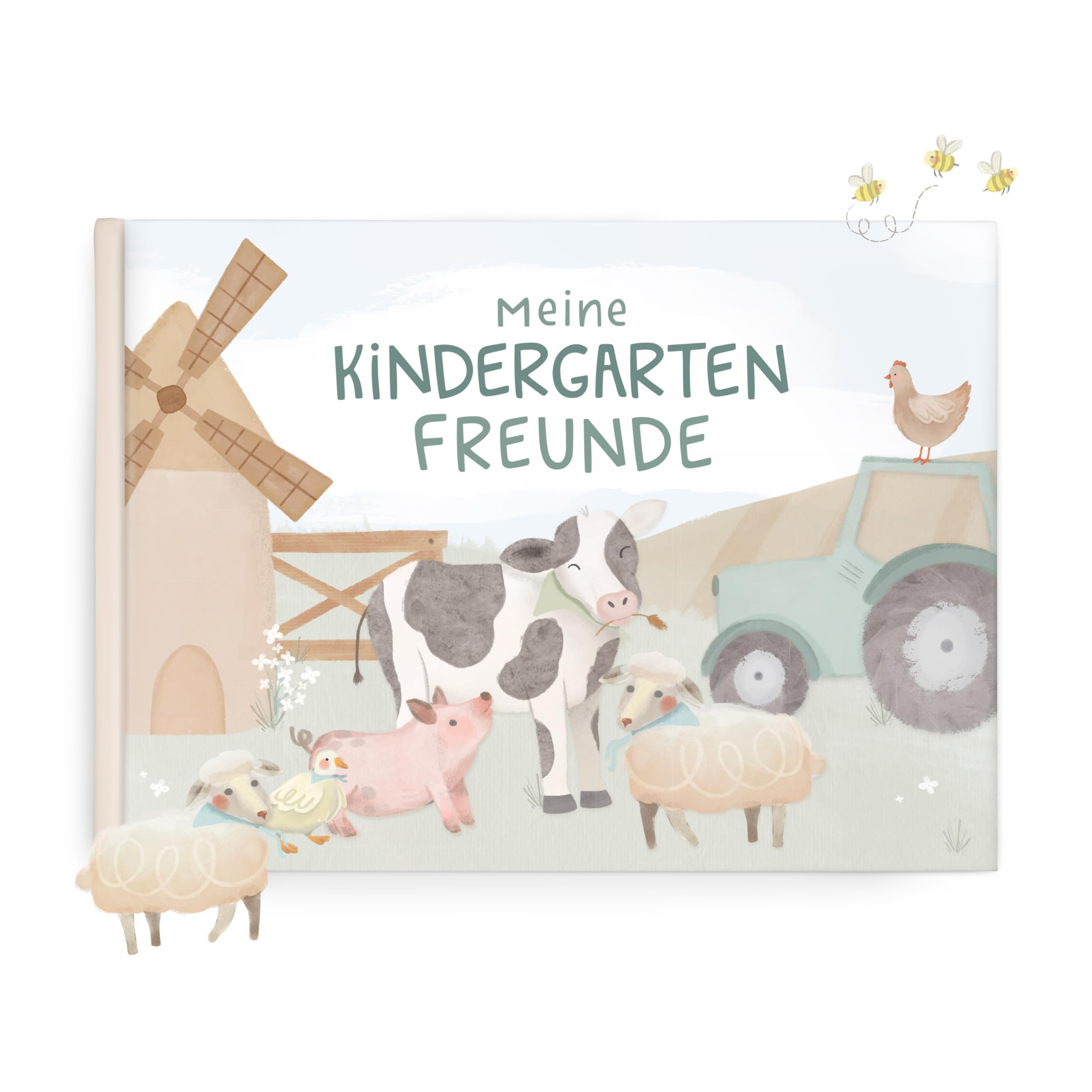 mintkind® Freundebuch Kindergarten – Freundschaftsbuch Bauernhof mit 80 Seiten zum Ausfüllen – Für Jungen und Mädchen – Meine Kindergartenfreunde Buch