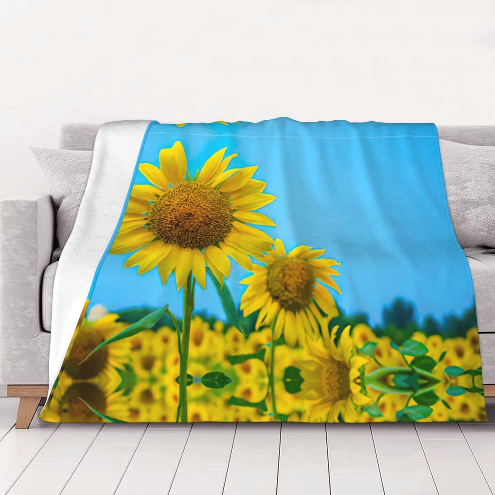Couverture flanelle tournesol en polaire douce haute densité
