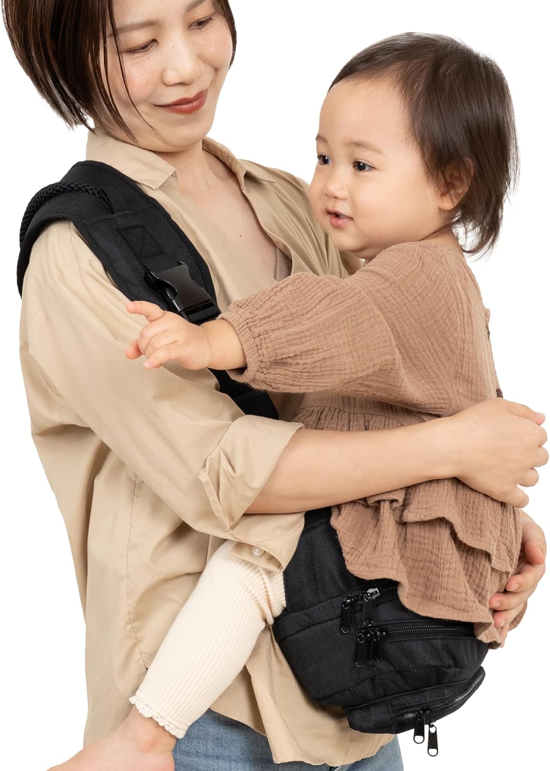 【保育士監修×ひよこクラブに掲載】ヒップシート 抱っこ紐 ショルダーバッグ スリング だっこひも 赤ちゃん 収納 20kg 出産祝い 2WAY 改良 plaisiureux(プレジュール) (ブラック)