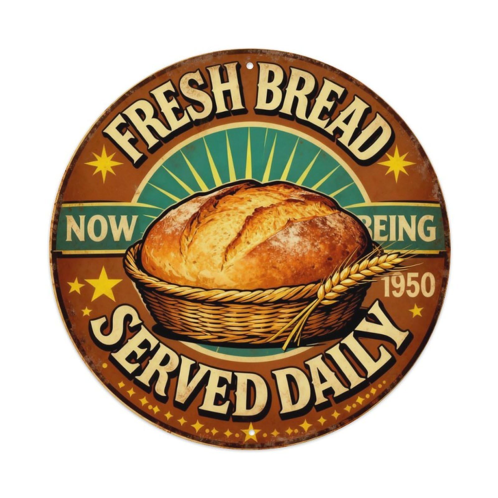 Fresh Bread Bakery Sign Metal Tin Sign Plaque