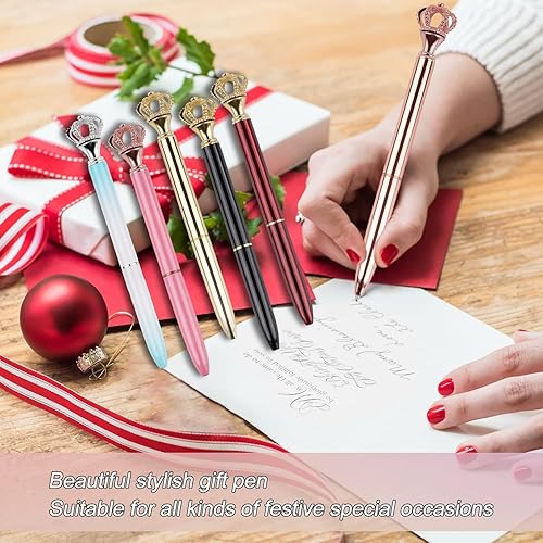 Miniatura 3 de YOUMI Bolígrafos de 3 piezas con corona de diamantes brillantes en la parte superior de la tinta negra juego de bolígrafos de escritura suministros