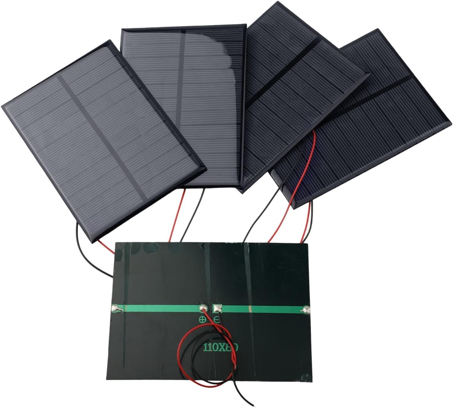 5PCS .5V 200mA Polycrystalline Photo voltaic Panels 110x80mm with 15cm Wire for DIY Photo voltaic Energy System Parts, Small Photo voltaic Panels for Science Tasks, Outside Use, Wind and Snow