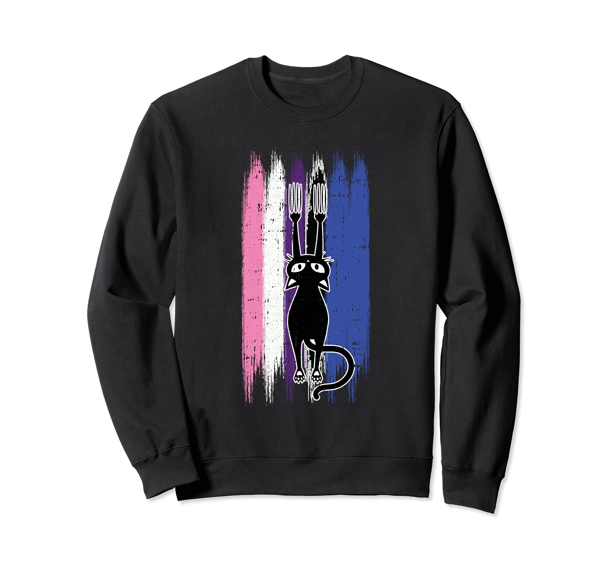 Cat Scratching Gender-fluid Pride Kitten Kitty LGBT-Q Ally Sweatshirt, Black