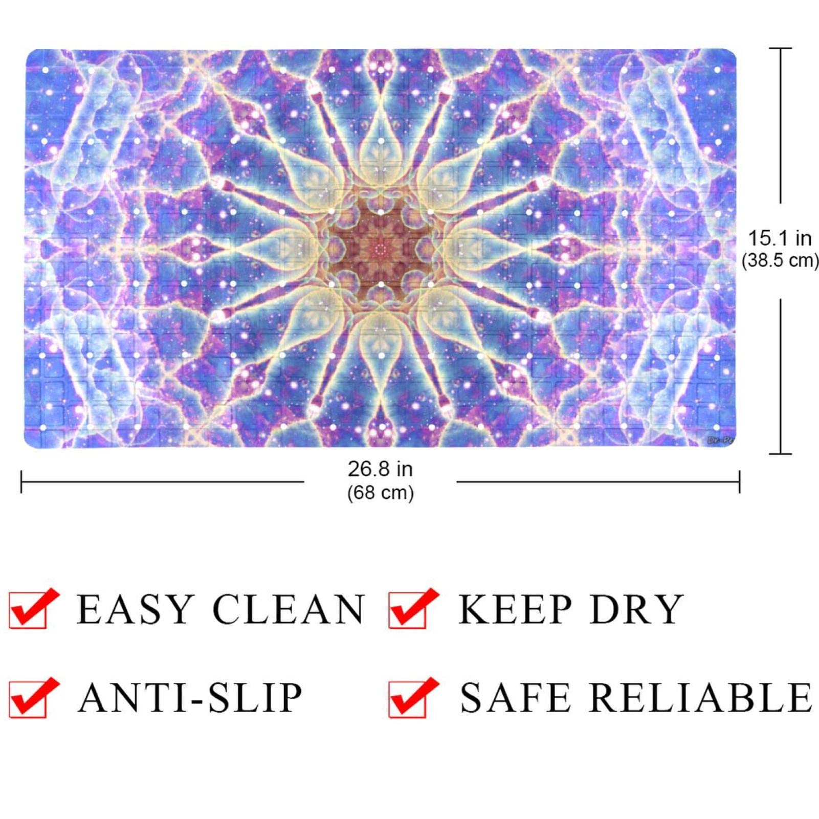 Rutschfeste Badematten mit glitzerndem Mandala-Motiv, für Badezimmer, rechteckige Badewanne, maschinenwaschbar, 40 x 70 cm
