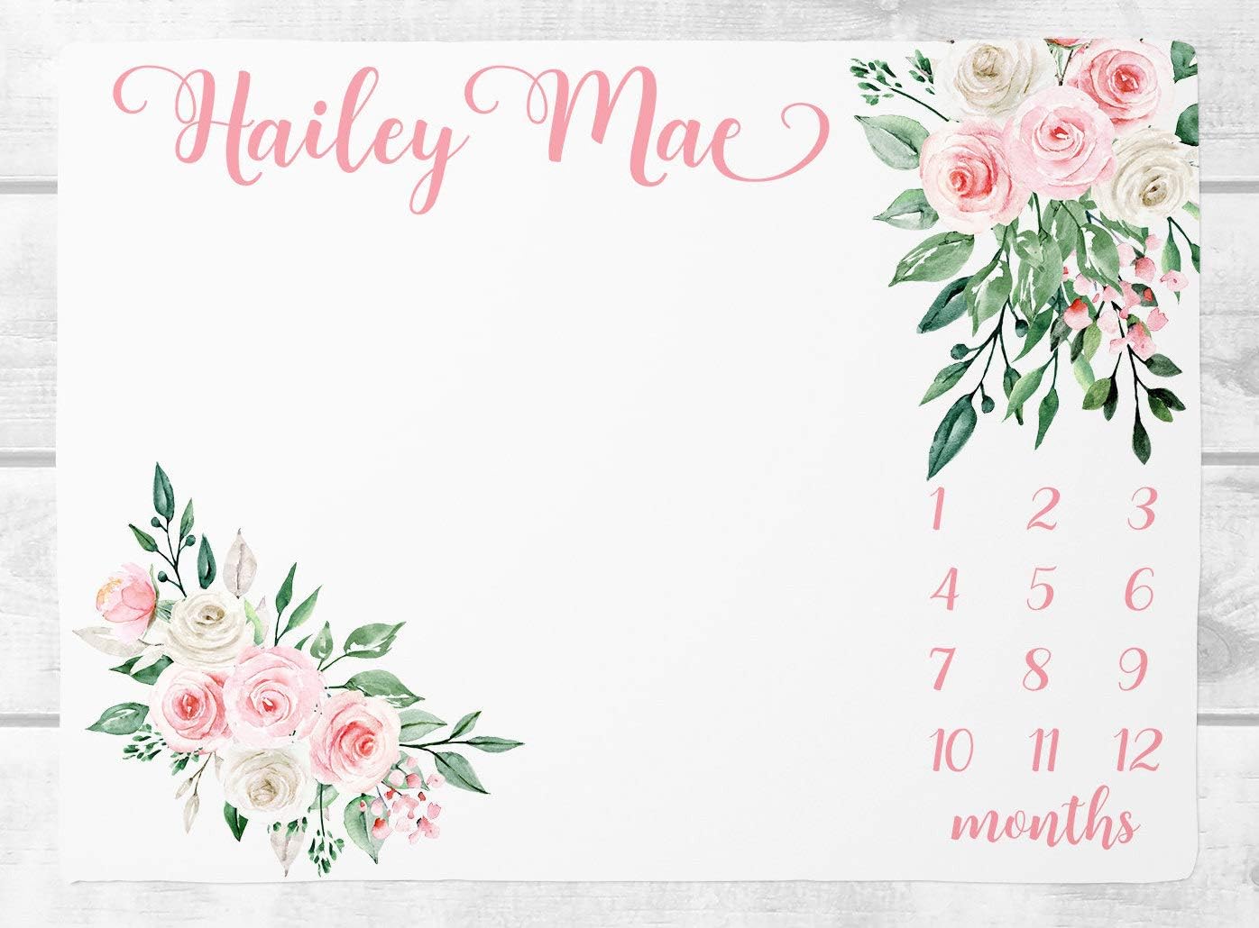 Princess Crown Milestone Blanket Girl, Floral Baby Monthly Milestone Blanket, Personalized Princess Blanket, Princess Baby Gift