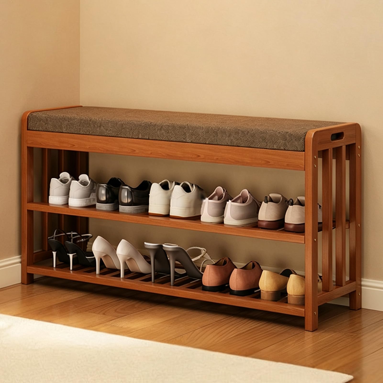 Organizator na buty z bambusa, ławka butów przy wejściu,60cm/23.6in
