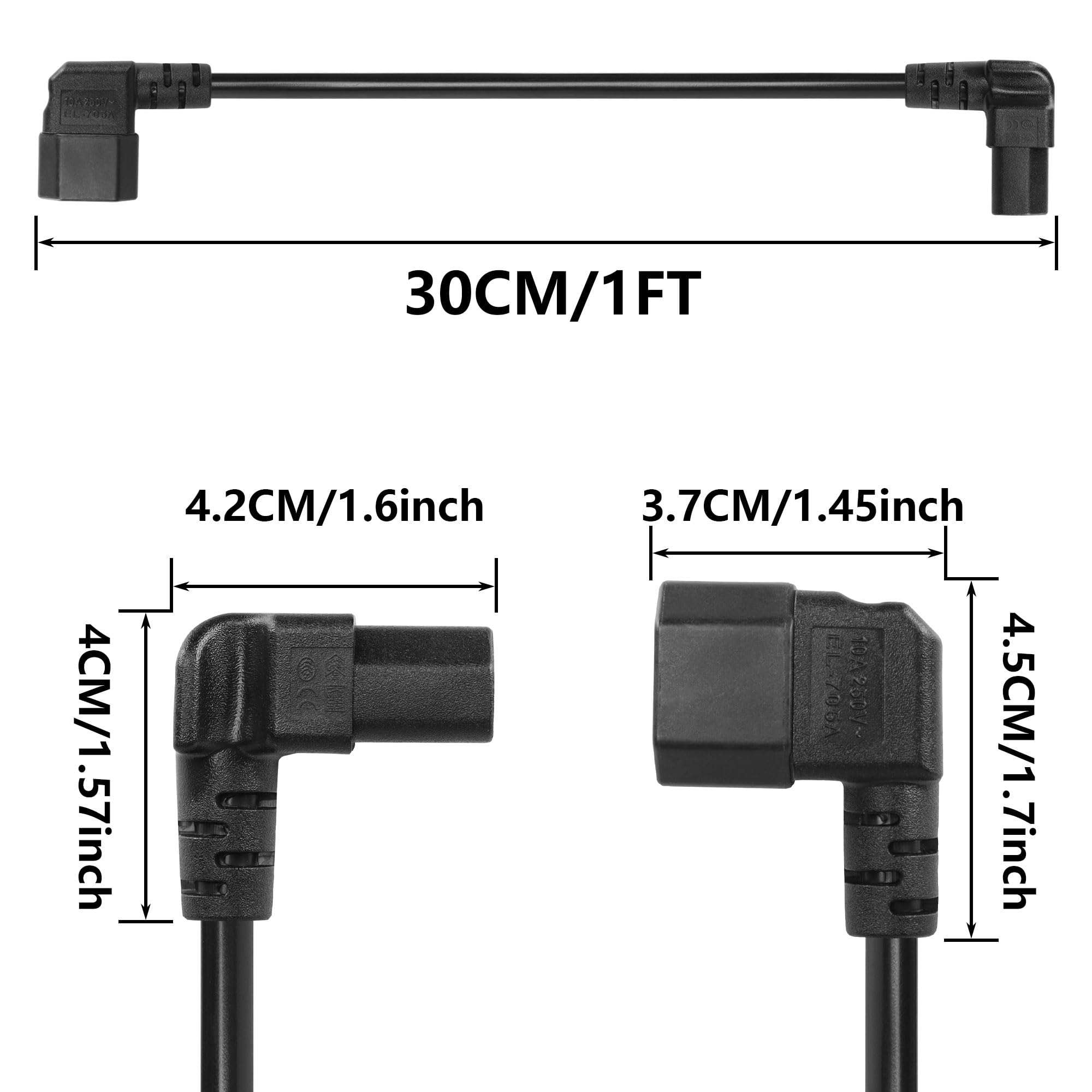 Amazon.com: CERRXIAN 30cm/1ft IEC 320 90 Degree C13 to C14 Power