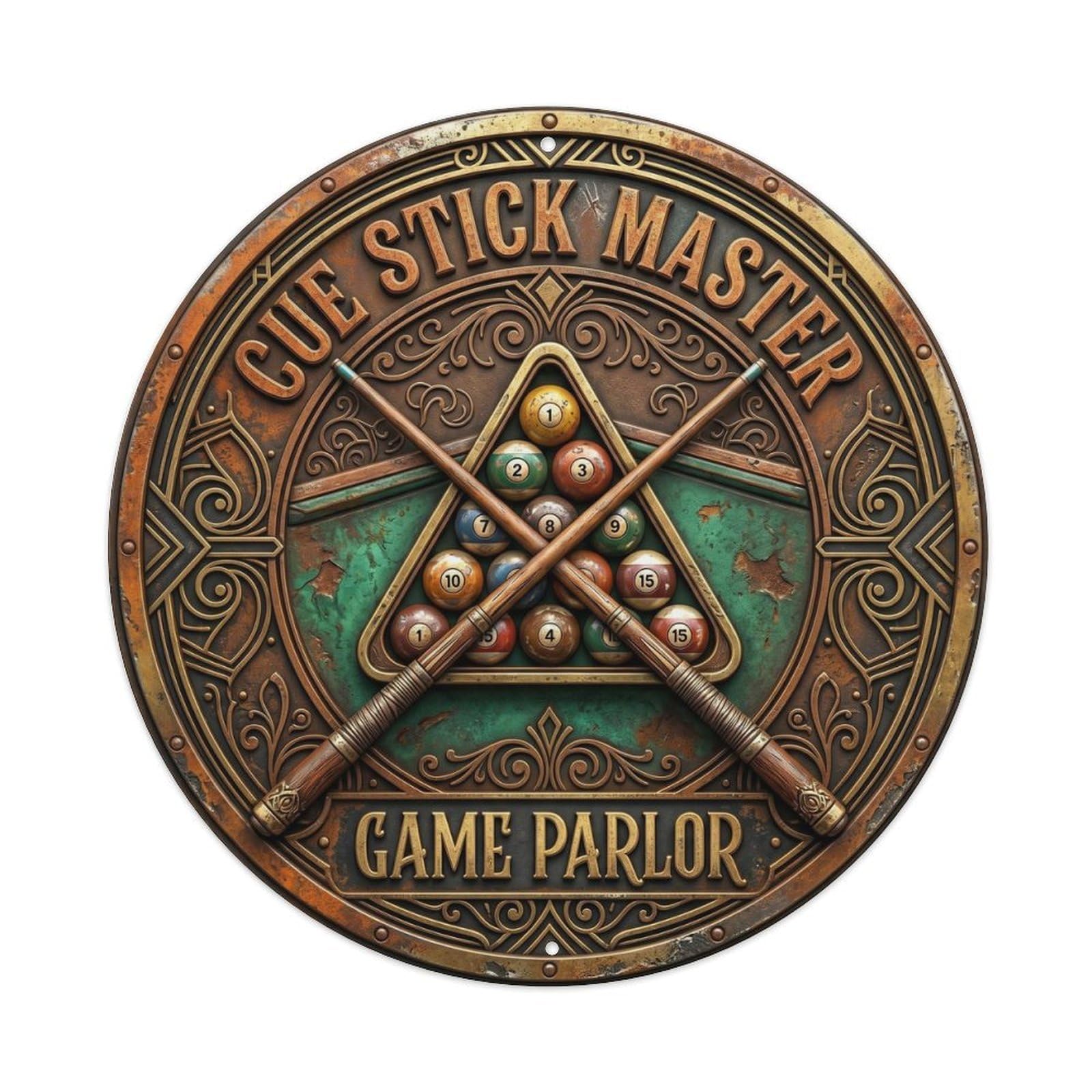 Cwbufd Vintage Style Cue Stick Master Game Parlor Vintage Metal Tin Sign Plaque Wall Decor For Cafe, Club Bar, Office, Garden Metal Poster 8X8inch