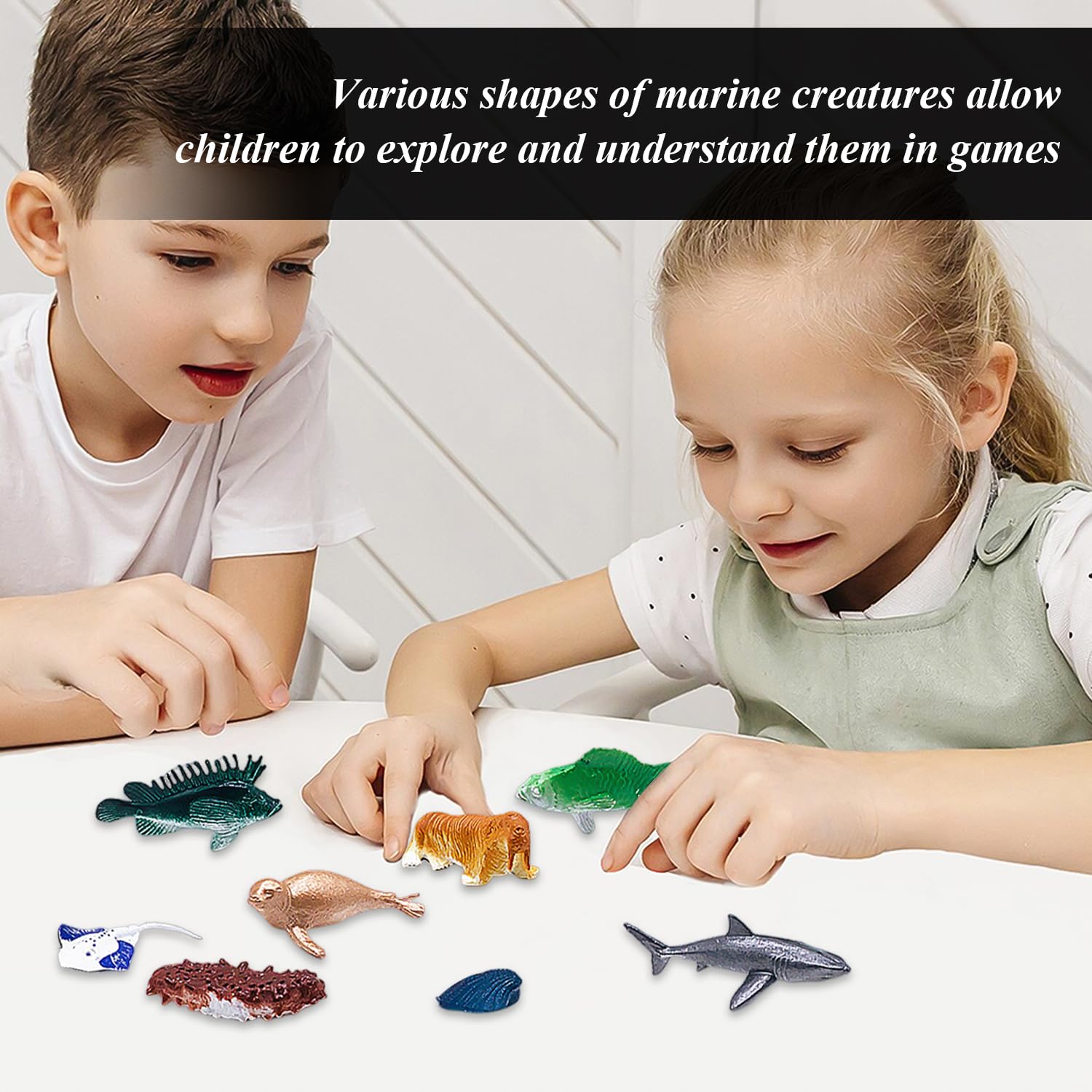 GDFHBD 56 Pieces Of Marine Life Toys, 500 Luminous Stones, Mini Shark Models, Fish Tank Decoration Supplies, Children'S Bathing Toys - Image 4