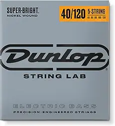 Dunlop DBSBN40120 cordas de baixo super brilhantes, ferida de níquel, leve, .040–.120, 5 cordas/conjunto
