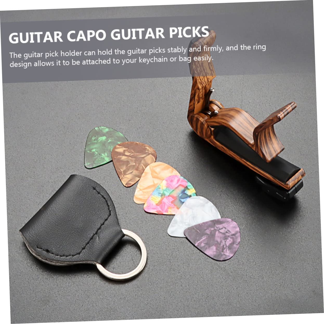 Toyvian 5sätze Gitarre Plektren Set Mit Kapodaster Teiliges Zubehörset Für Akustik Gitarre Mandoline Ukulele Bass Und Banjo Inkl Plektrenhalter Für Musiker Und Geschenkideen