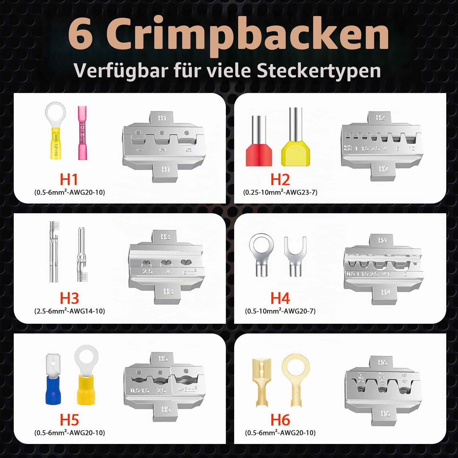 Crimpzange Wechselbacken Set, Abisolierzange für Aderendhülsen/Solarstecker