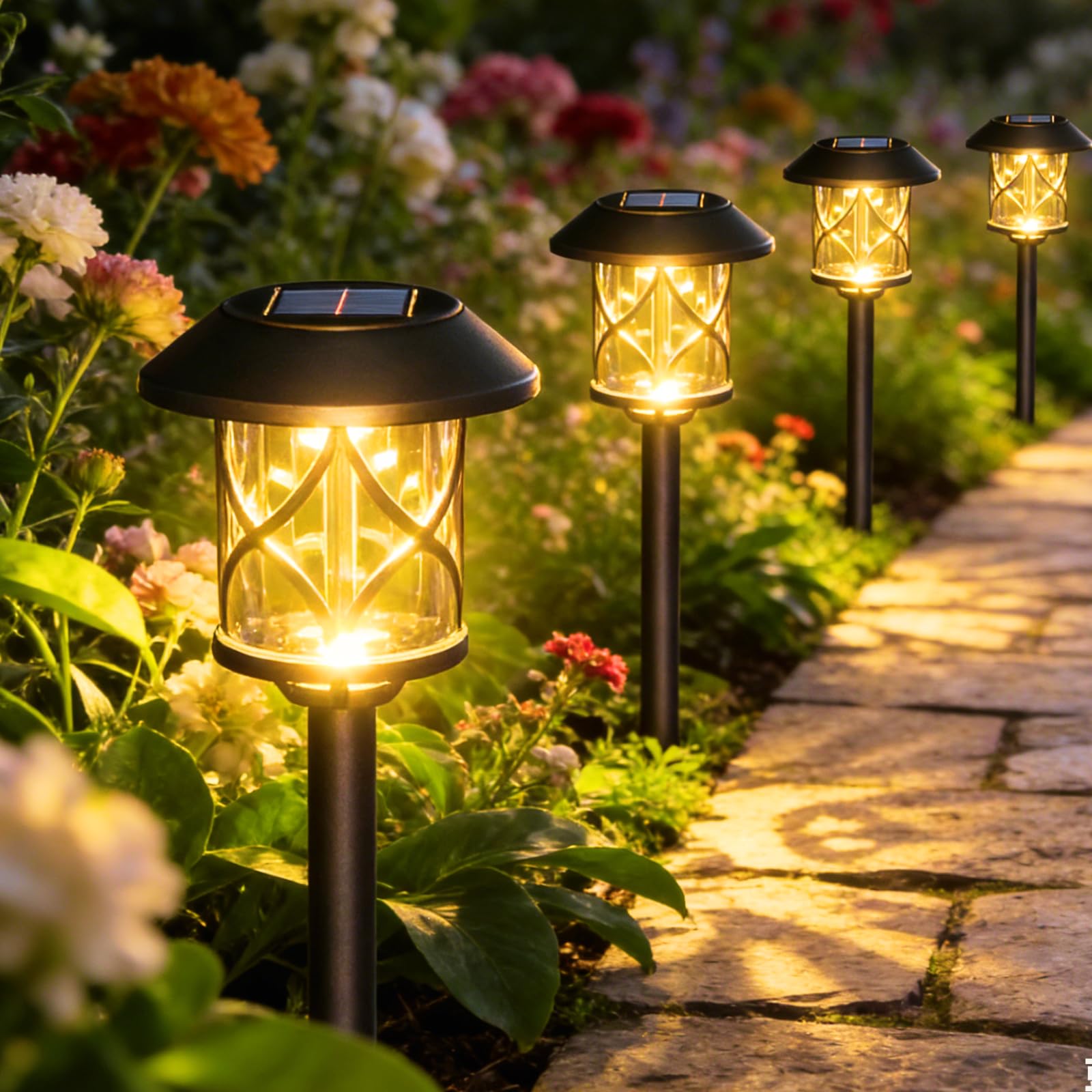 Luci solari Firefly Luci anti prato Giardino Cortile Piccola decorazione paesaggistica Bianco caldo 10 pezzi LED 2 confezioni