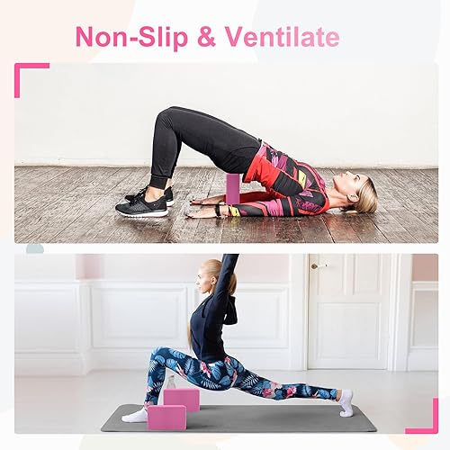 Miniatura 4 de Yoga Blocks 2 Pack, Premuim EVA Foam Block, Durable Exersice Block for Yoga, Pilates, General Fitness, Stretching, Toning Workouts and Meditation,