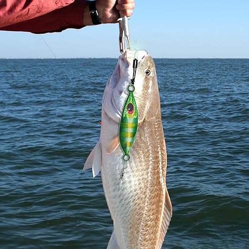 Miniatura 7 de Gefischtter 5pcs Fishing Jigs Saltwater Fishing Lures Vertical Slow Pitch Metal Jigging Spoon with Assist Hooks Jig Hooks Sea Fishing Jigging Lure