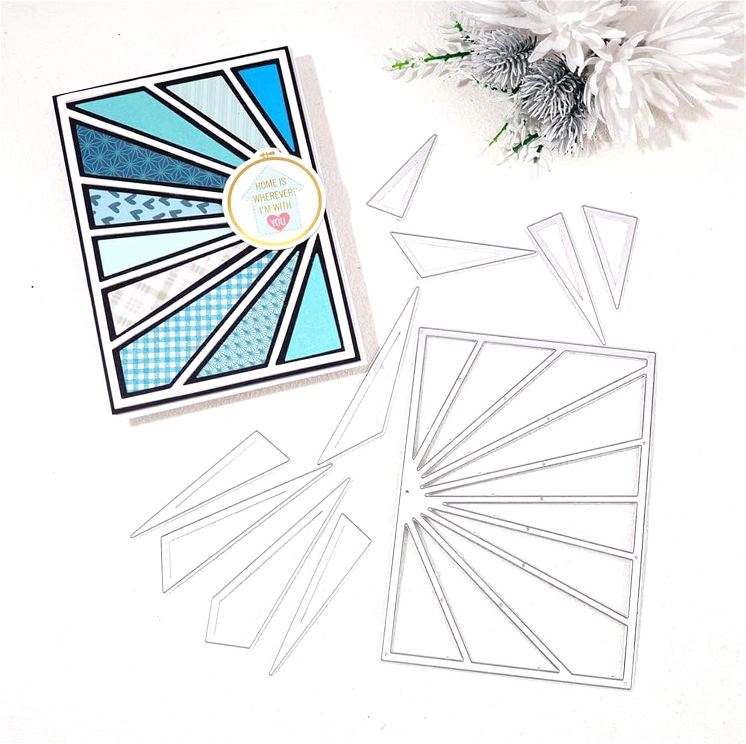 Cutting Dies for Paper Card Making 3D Christmas Background Frame Metal Stencils Scrapbooking Tools DIY Steel Embossing Template Album Arts Supplies (Windmill & Sun Frame-14x10cm)