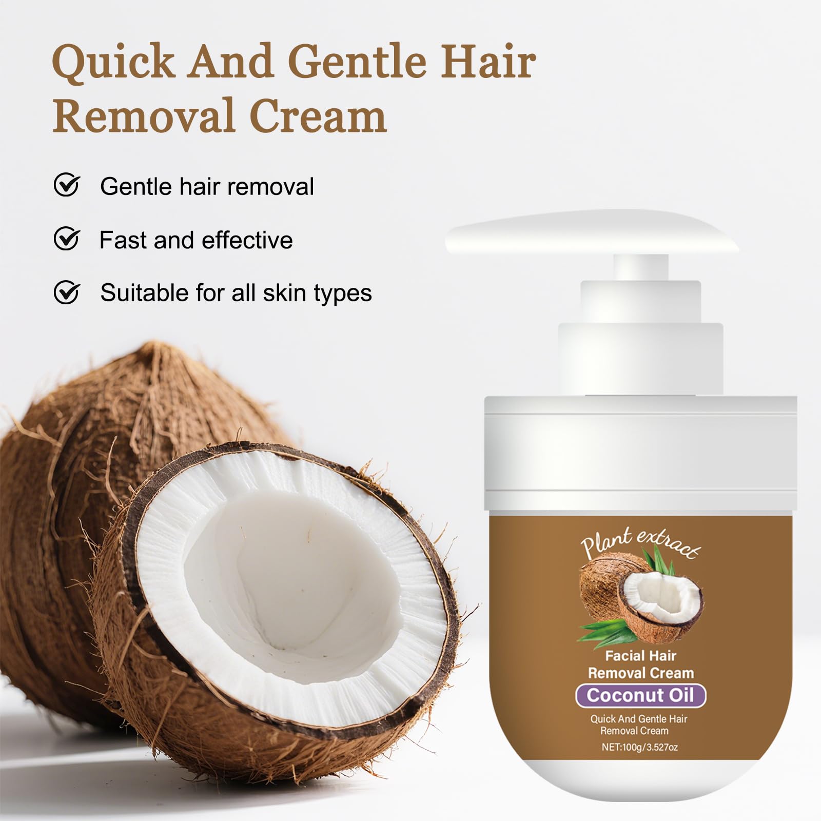 Depilatore delicato, veloce e indolore, per la rimozione dei peli del corpo e del viso, crema depilatoria per il viso con olio di cocco naturale, idratante, lenitiva (5 pezzi)