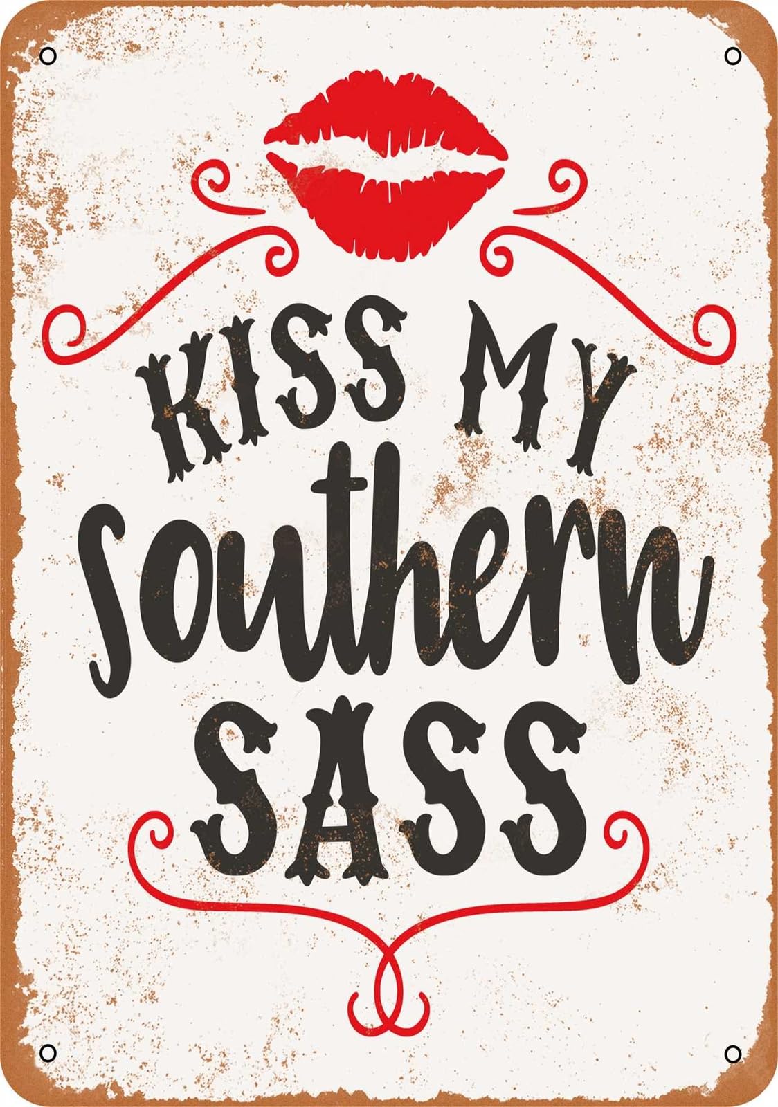 Miaomansenstore Metal Sign - Kiss My Southern Sass - Vintage Look Home Decor
