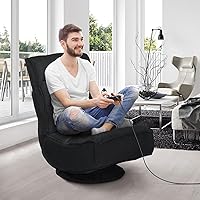 Vista 7 de ERGOMASTER Silla plegable reclinable para juegos con giro de 360 grados, 5 posiciones ajustables (negro)