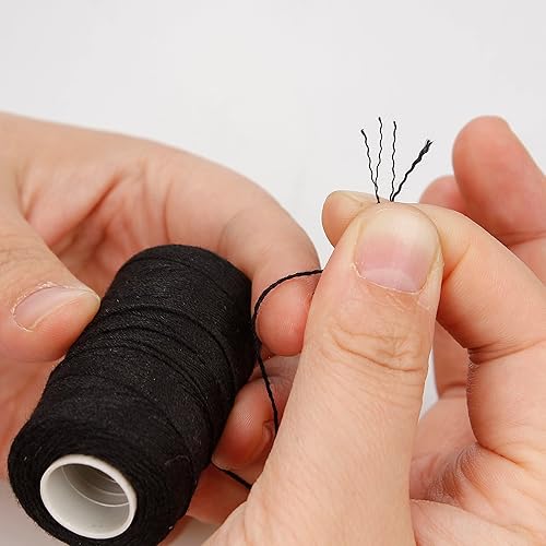 Miniatura 5 de XCZYN Juego de agujas e hilos, herramientas profesionales de extensión de cabello, 10 agujas curvadas con 3 hilos negros para hacer pelucas,