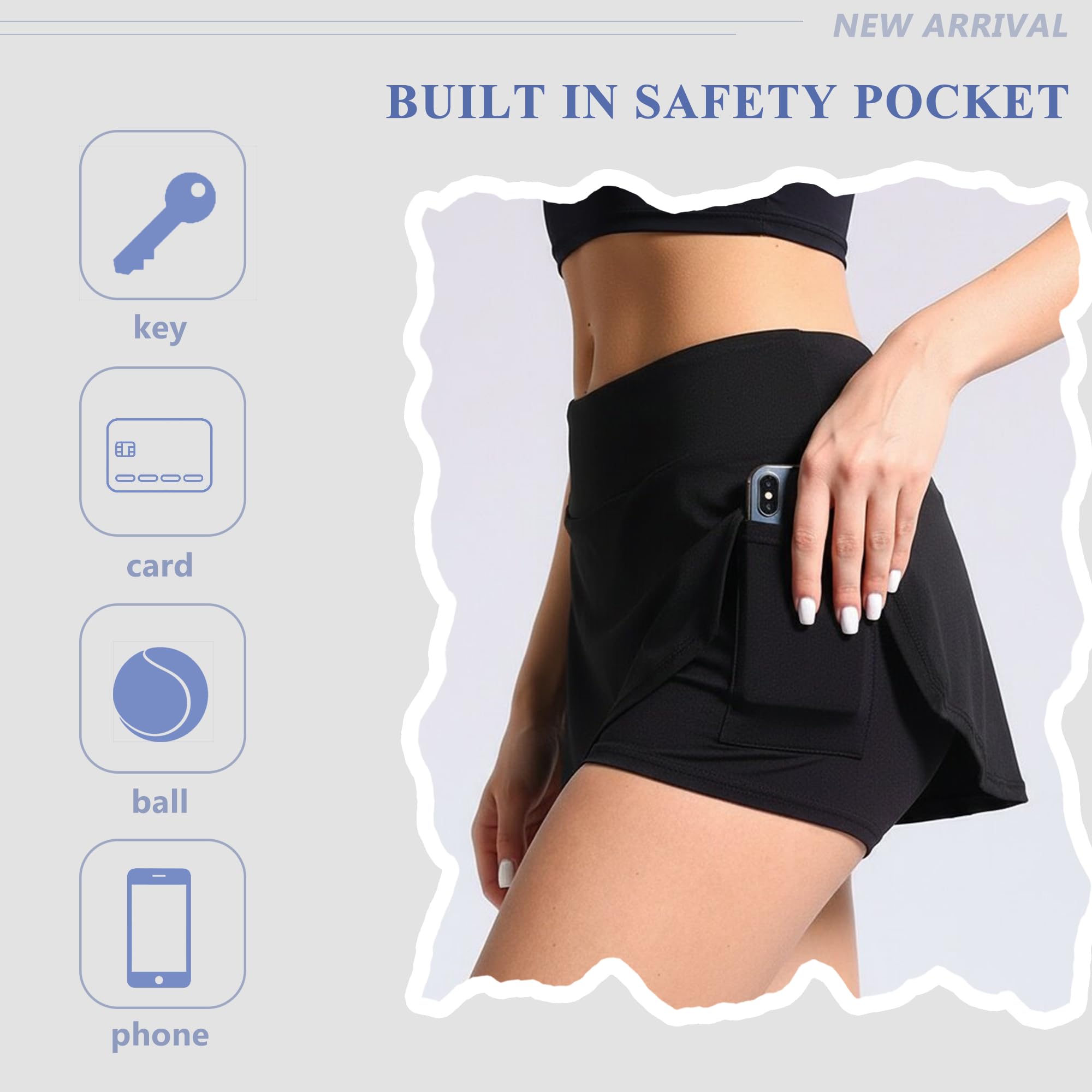 Falda Pantalón Deportiva Mujer Cintura Alta Faldas Tenis Bolsillos Corta Verano Golf Correr