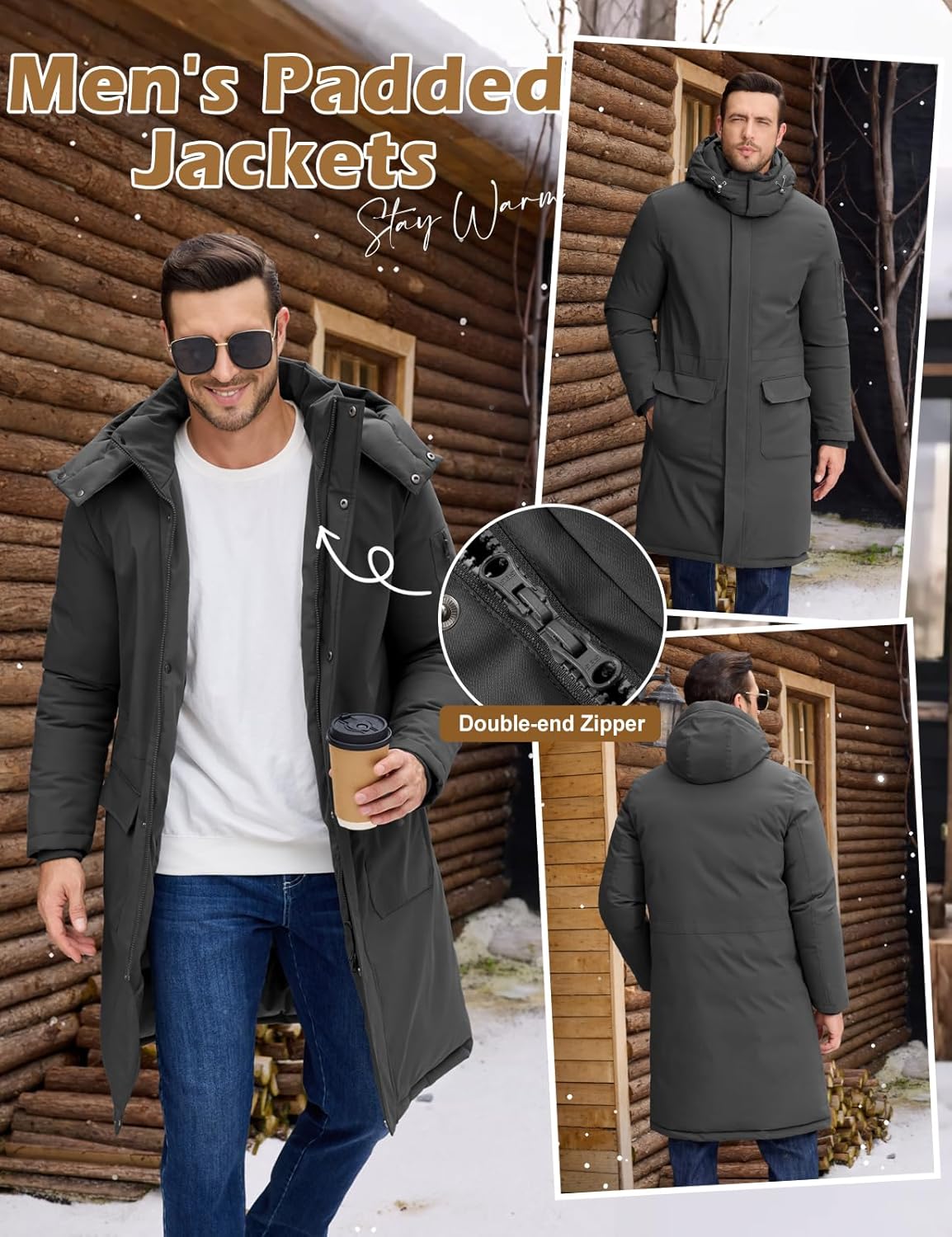 HEEKPEK Mens Winter Coats Long Parka Puffer Jackets Water Repellent Windbreaker Insulated Thicken Puffy Jacket with Hood - Image 4