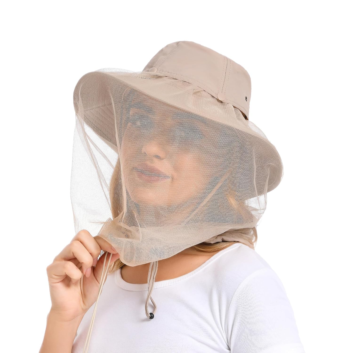 Mosquito Net Hat - Safari Sun Visor Hat with Removable Bug Net for Outdoor Men and Women