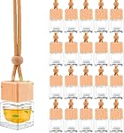8ML Voiture suspendue Air Diffuseur de fraicheur, Bouteilles en verre vide avec lids en bois, Diffuser d'huile essentielle rechargeable avec lanière réglable pour voiture maison DIY (10 Boîte)