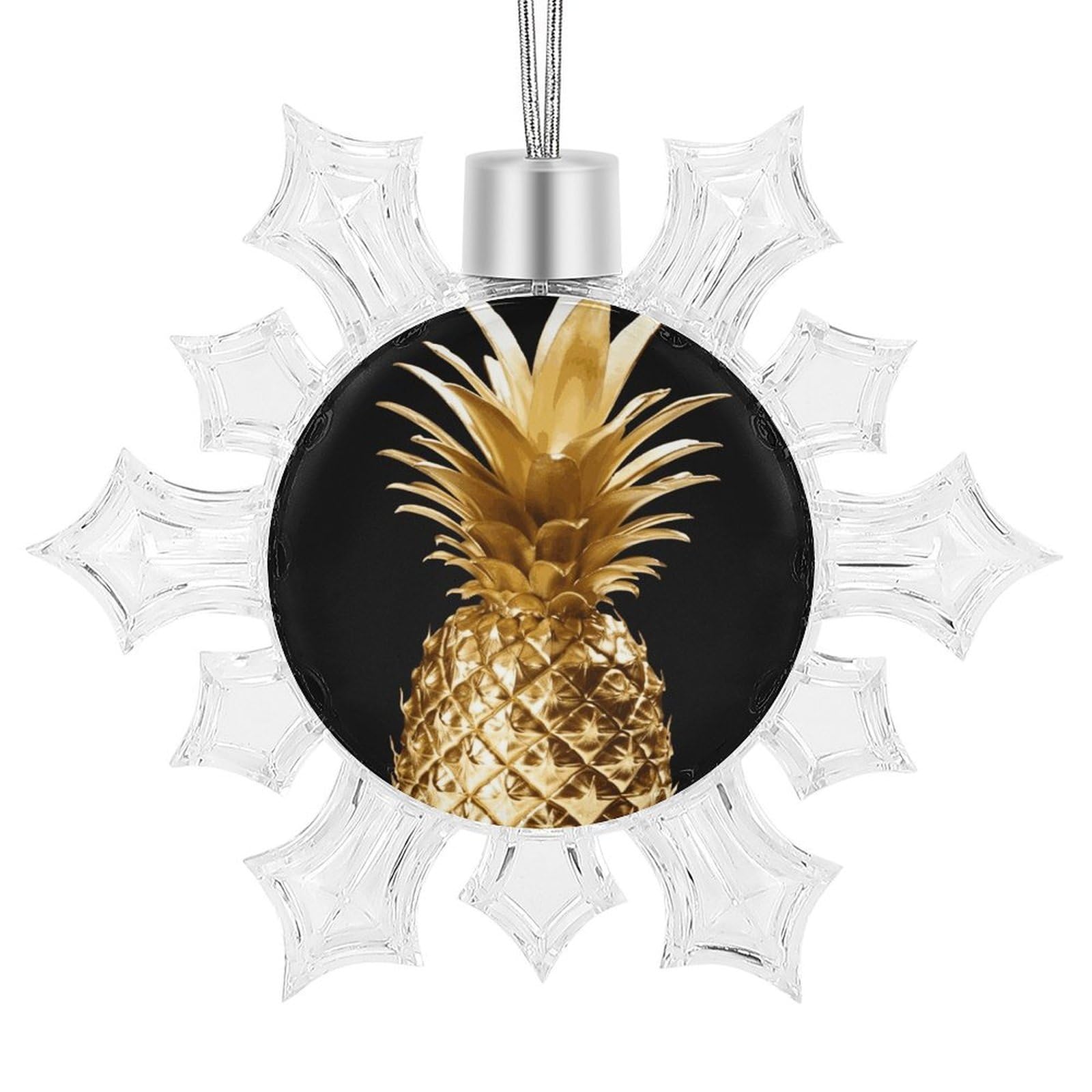Gold Pineapple Snowflake Ornaments Cute Snowflake Pendant Exquisite Christmas Tree Ornaments for Christmas Weddings New Year Birthday Holiday Celebration