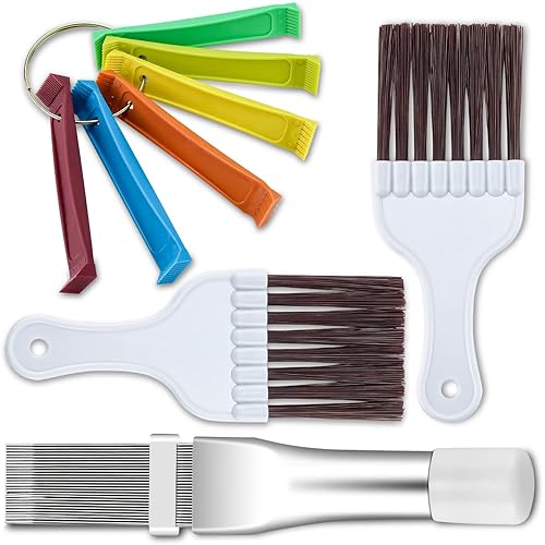 Cenipar 4PCS Air Conditioner Condenser Fin Comb Set Include FCR6 Fin Comb,Metal Radiator Fin Comb and 2 Pack Condenser Fin Comb Brush HVAC Fin Comb for Air Conditioner