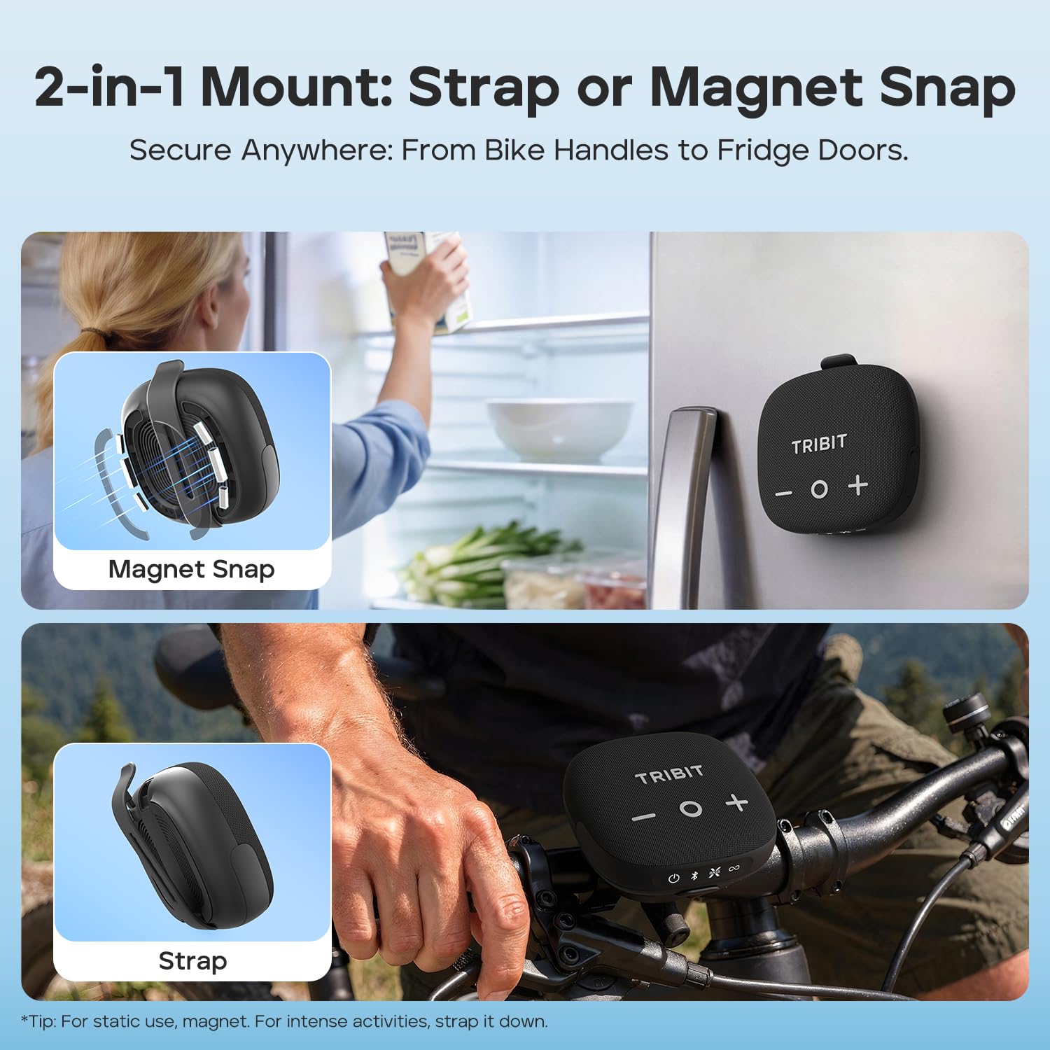 Tribit StormBox Micro 3 Portable Wireless Speaker with 13W XBass Sound, Bluetooth 6.0, 24H Playtime, IP68 Waterproof, TWS Pairing, Strap & Magnetic Mount for Bike/Golf/Outdoor Travel - 2