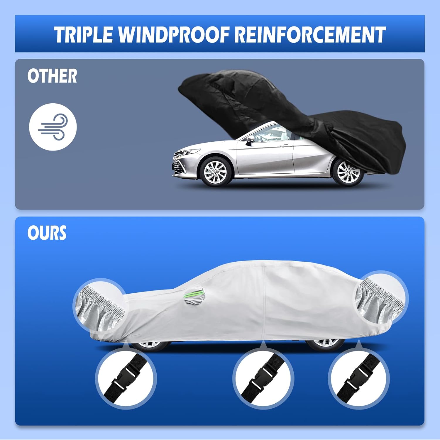 Car Cover Custom Fit for Toyota Camry 1996-2026, for Honda Accord 2001-2026, Migaven Waterproof Full Exterior Cover Sun Rain Protection with Door Zipper and Cotton Lining