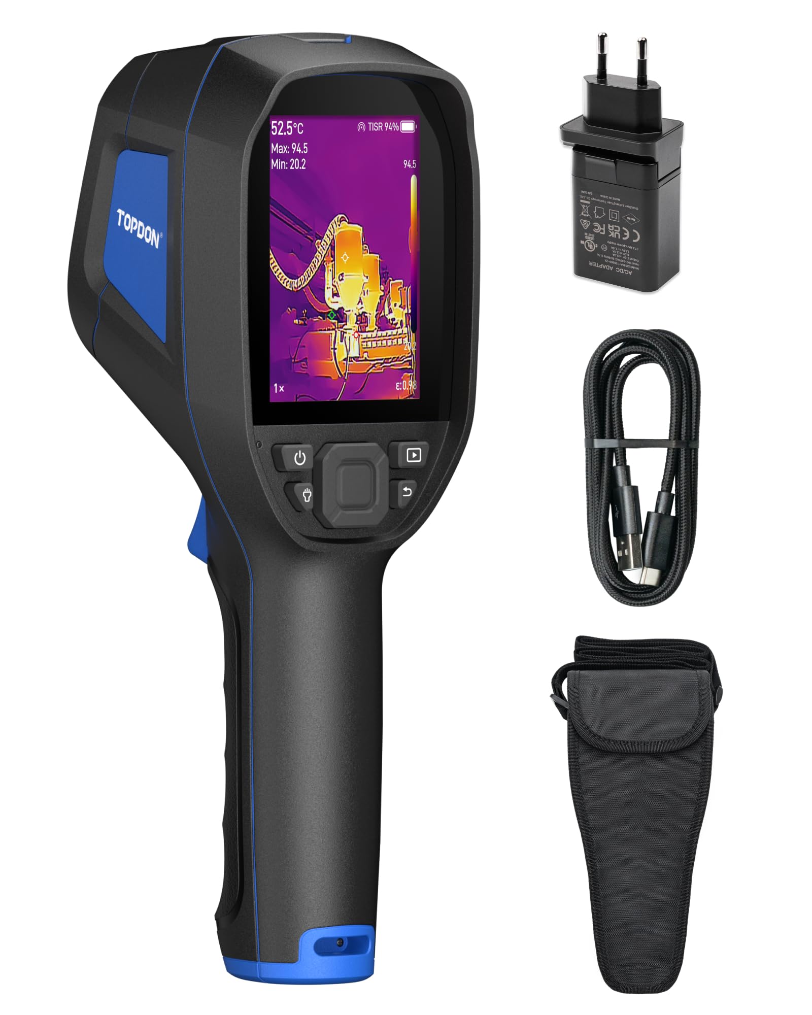 TOPDON Termocamera Professionale TC004, Risoluzione TISR 512x384, 64GB, Telecamera Termica con Registrazione Video, Wi-Fi, Display da 3,5″, -20°C a 550°C, per HVAC, Perdite Acqua, Casa ed Elettriche
