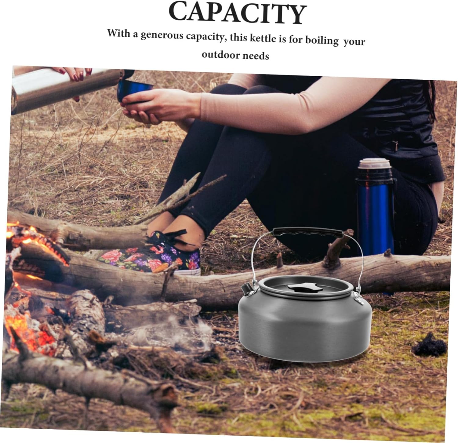 Outdoor Portable Camping Kettle Lightweight Tea Pot for Boiling Water for Hiking Fishing and Travel Use Capacity